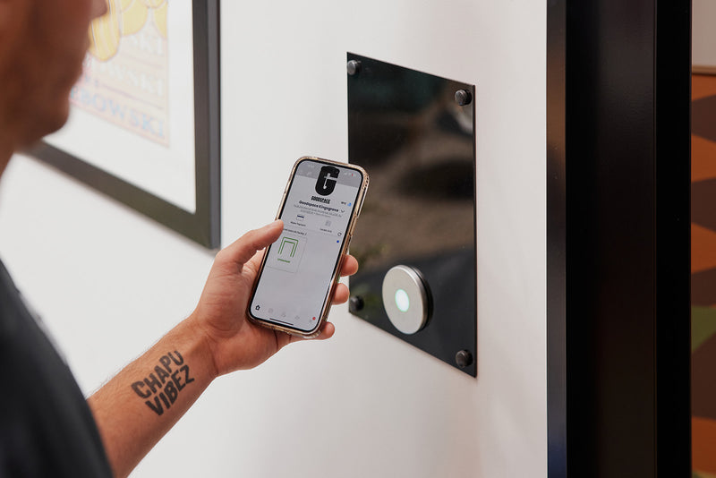 A member unlocking a door at Goodspace Kingsgrove using the Goodspace smartphone access app